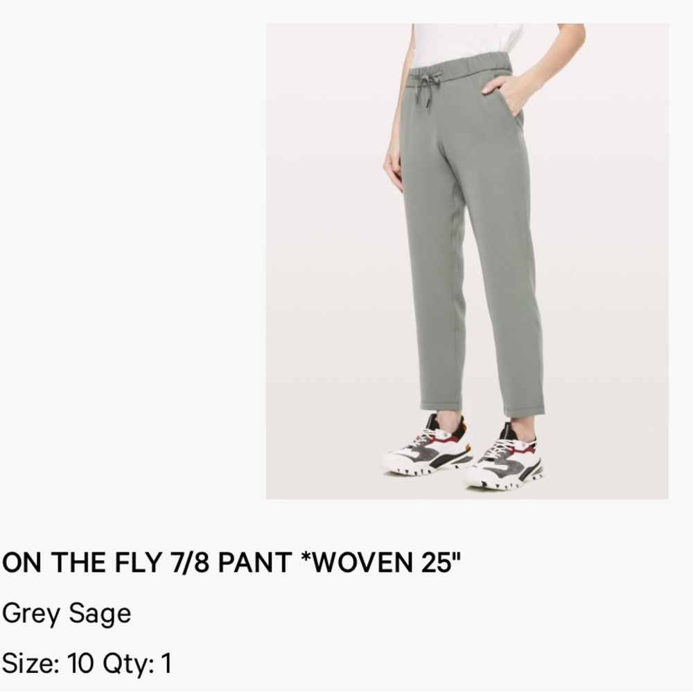 lululemon athletica Grey Sage On The Fly 7/8 Woven Pants
